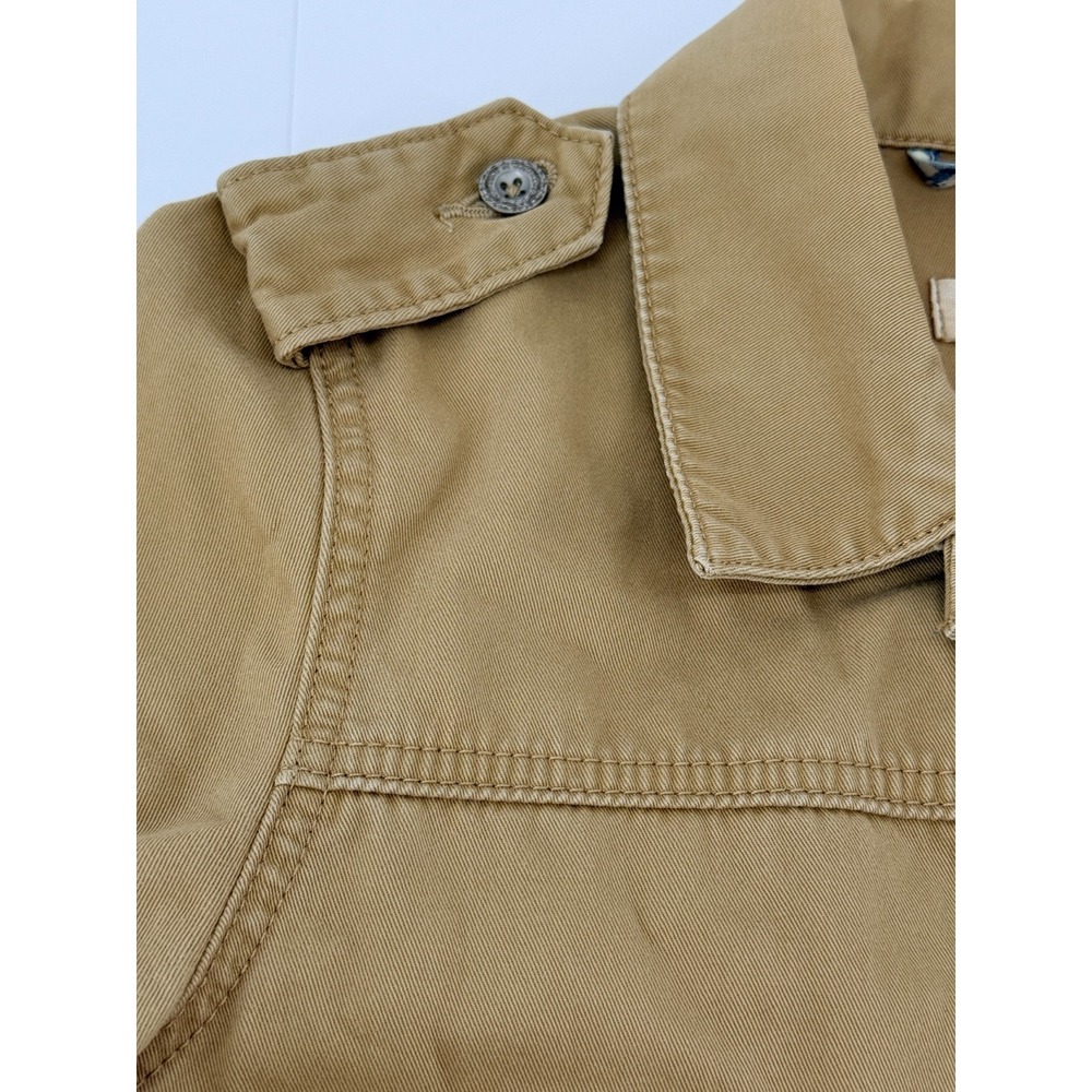 Levi's Womens Utility Jacket Medium Tan Safari Military Field Cotton Drawstring - Picture 3 of 9
